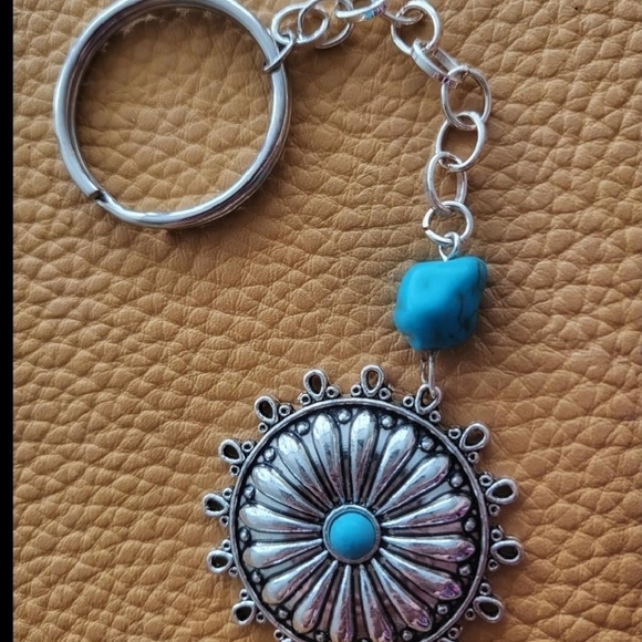 Silver and Turquoise Keychain - Picture 4 of 5